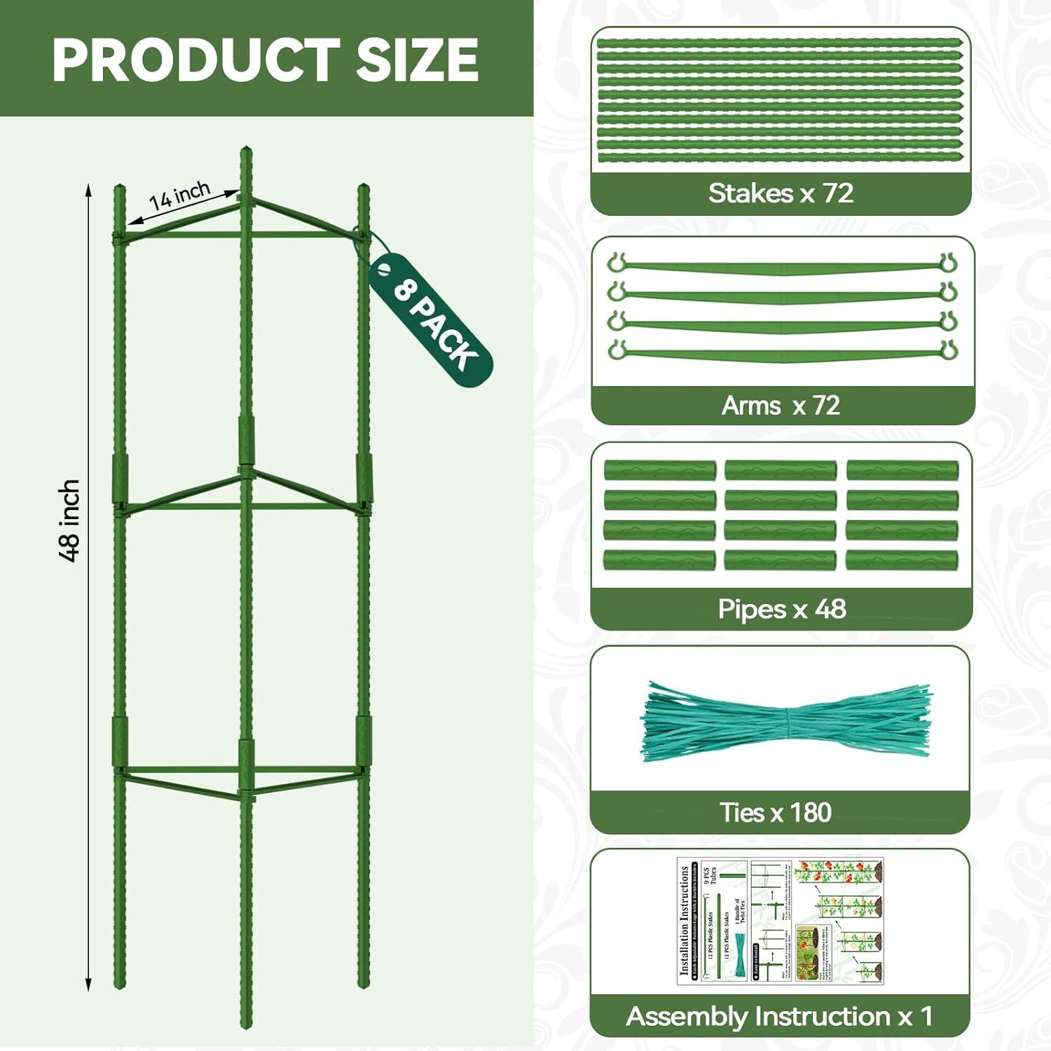 Best Garden Plant Support – Halatool 8 Pack Tomato Cages for Garden, Up to 48in (4FT) Adjustable Tomato Cage, Garden Stakes Tomatoe Trellis for Pots, Tomatoes Plant Support for Raised Garden Bed & Climbing Vegetables Flowers